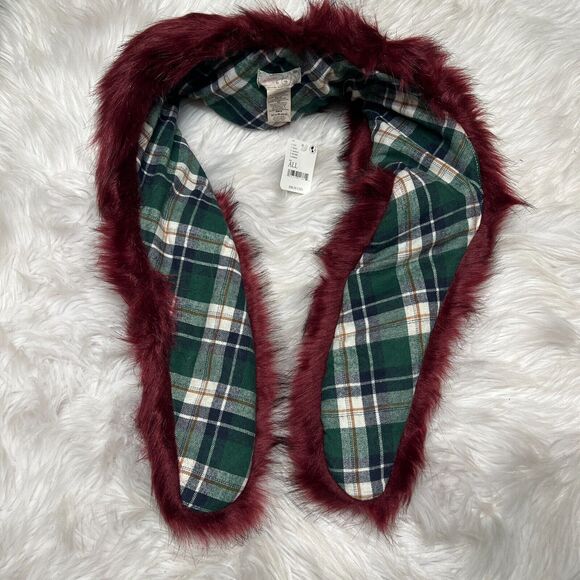 FREE PEOPLE JAGGER FAUX FUR SCARF COLLAR WINE - Picture 4 of 5